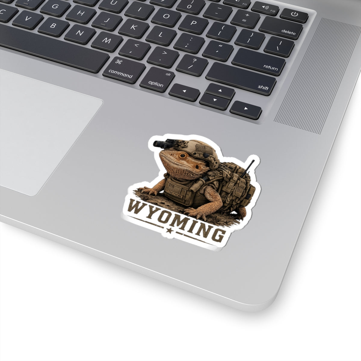 Wyoming Tactical Bearded Dragon Sticker — Military Lizard Kiss-Cut Decal
