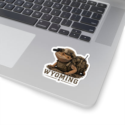 Wyoming Tactical Bearded Dragon Sticker — Military Lizard Kiss-Cut Decal