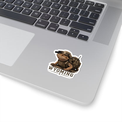 Wyoming Tactical Bearded Dragon Sticker — Military Lizard Kiss-Cut Decal