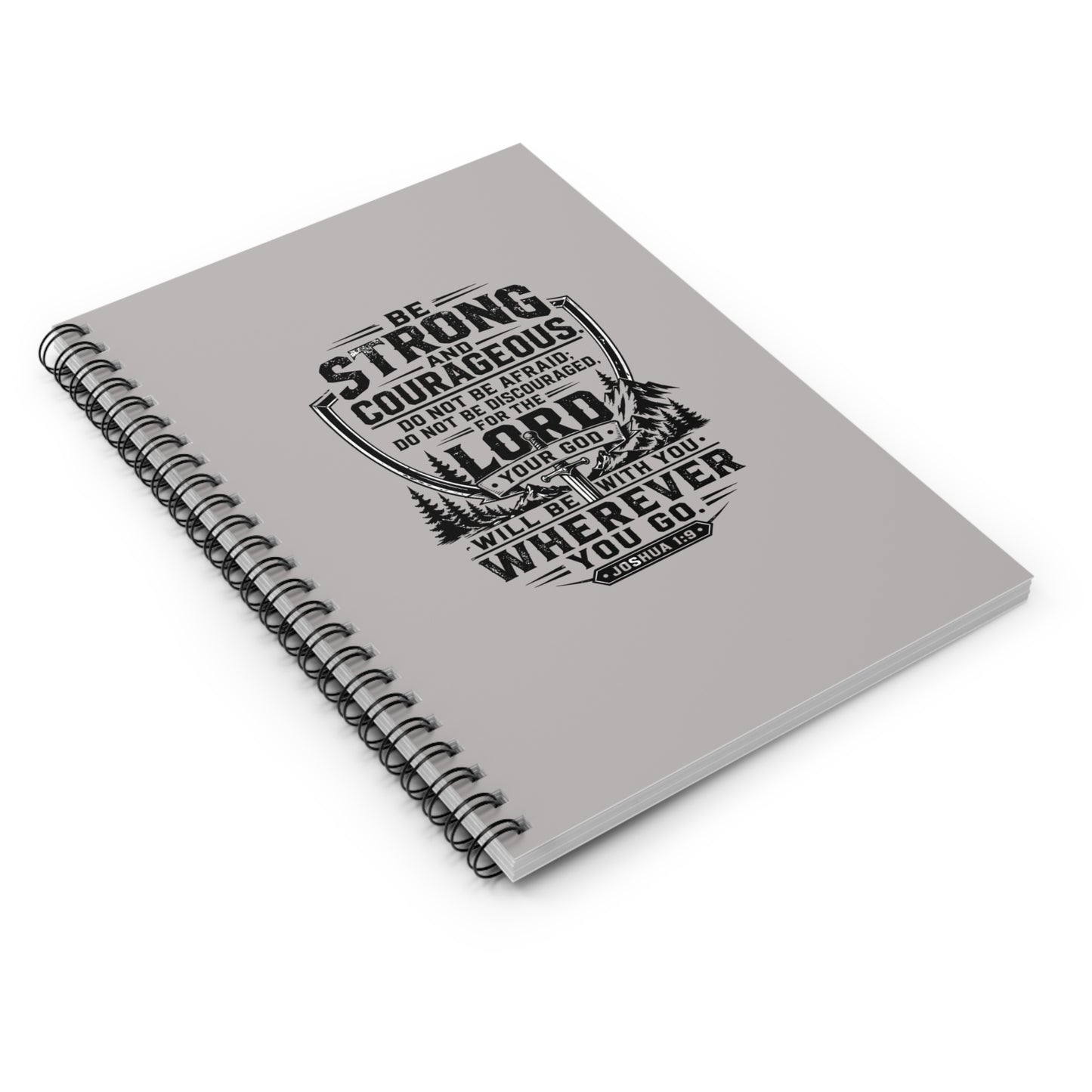 Notebook — “Be Strong and Courageous” Inspirational Scripture Spiral Journal