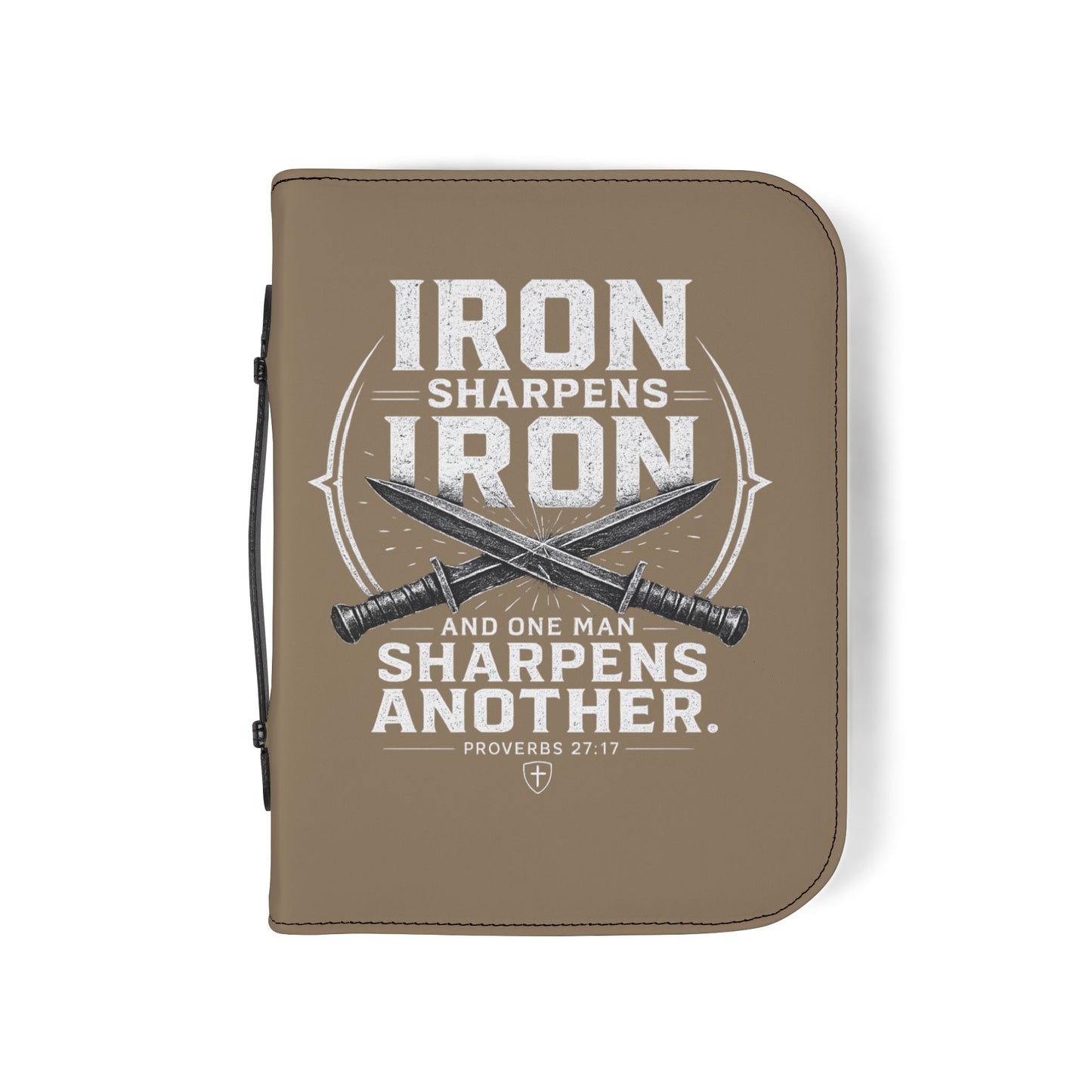 Iron Sharpens Iron Bible Cover — Proverbs 27:17 Zippered Leatherette Bible Case
