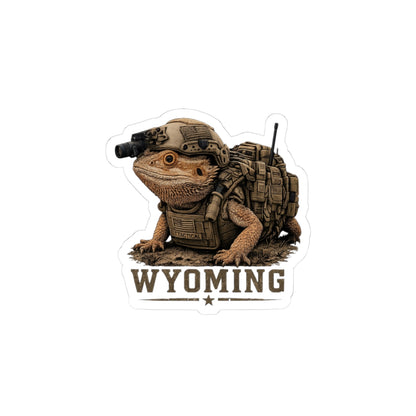 Wyoming Tactical Bearded Dragon Sticker — Military Lizard Kiss-Cut Decal