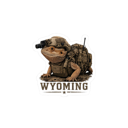 Wyoming Tactical Bearded Dragon Sticker — Military Lizard Kiss-Cut Decal