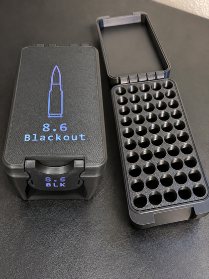 Flip Lid Ammo Box (8.6 Blackout) holds 50